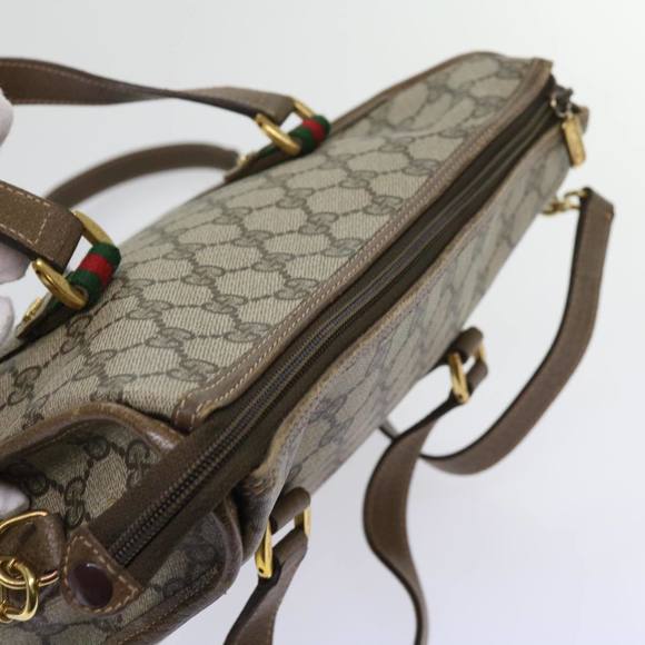 GUCCI GG Supreme Web Sherry Line Hand Bag 2way Beige Red 41 02 039 Auth 64239 - Picture 6 of 16